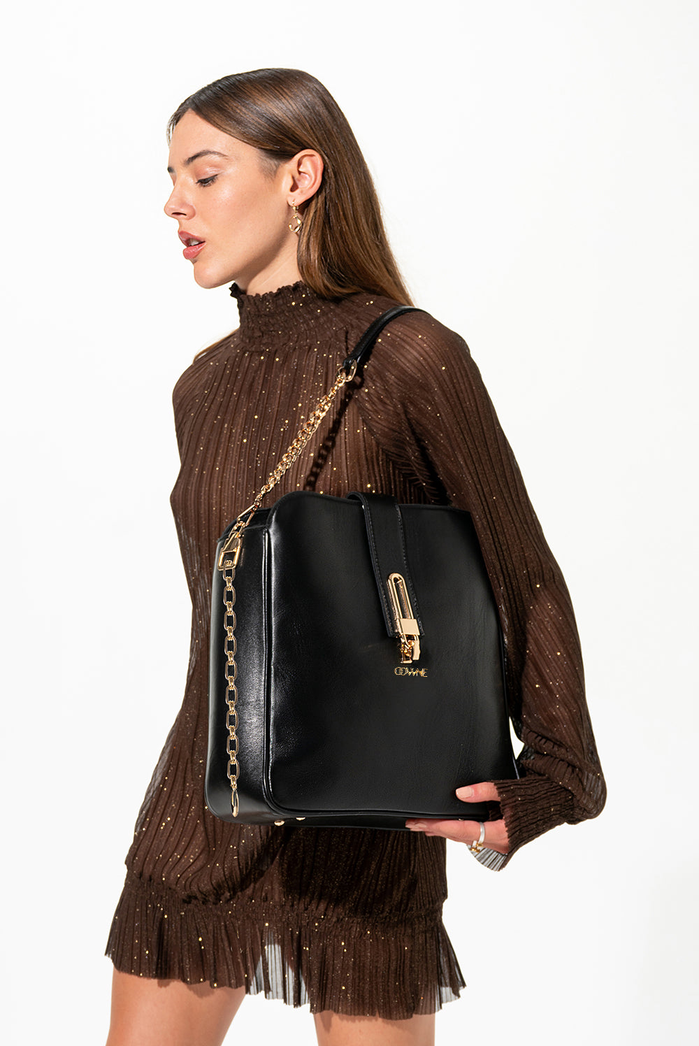 Alice Black Leather Tote Bag