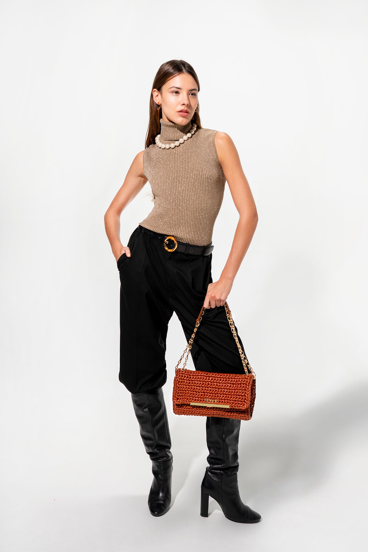 Bolso de hombro de piel suave Roxane