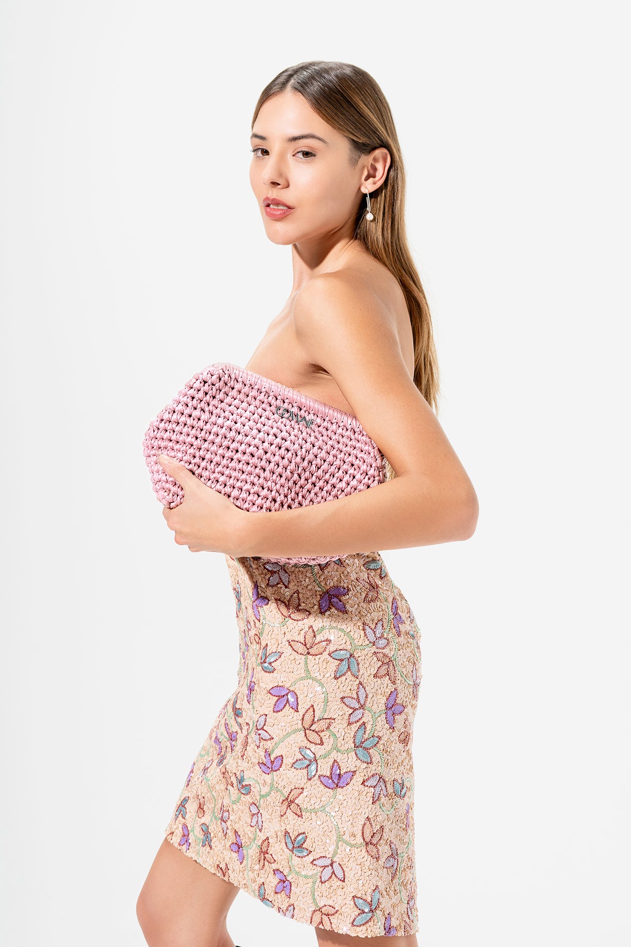 Indira Knitted Faux Leather Clutch Bag view 4