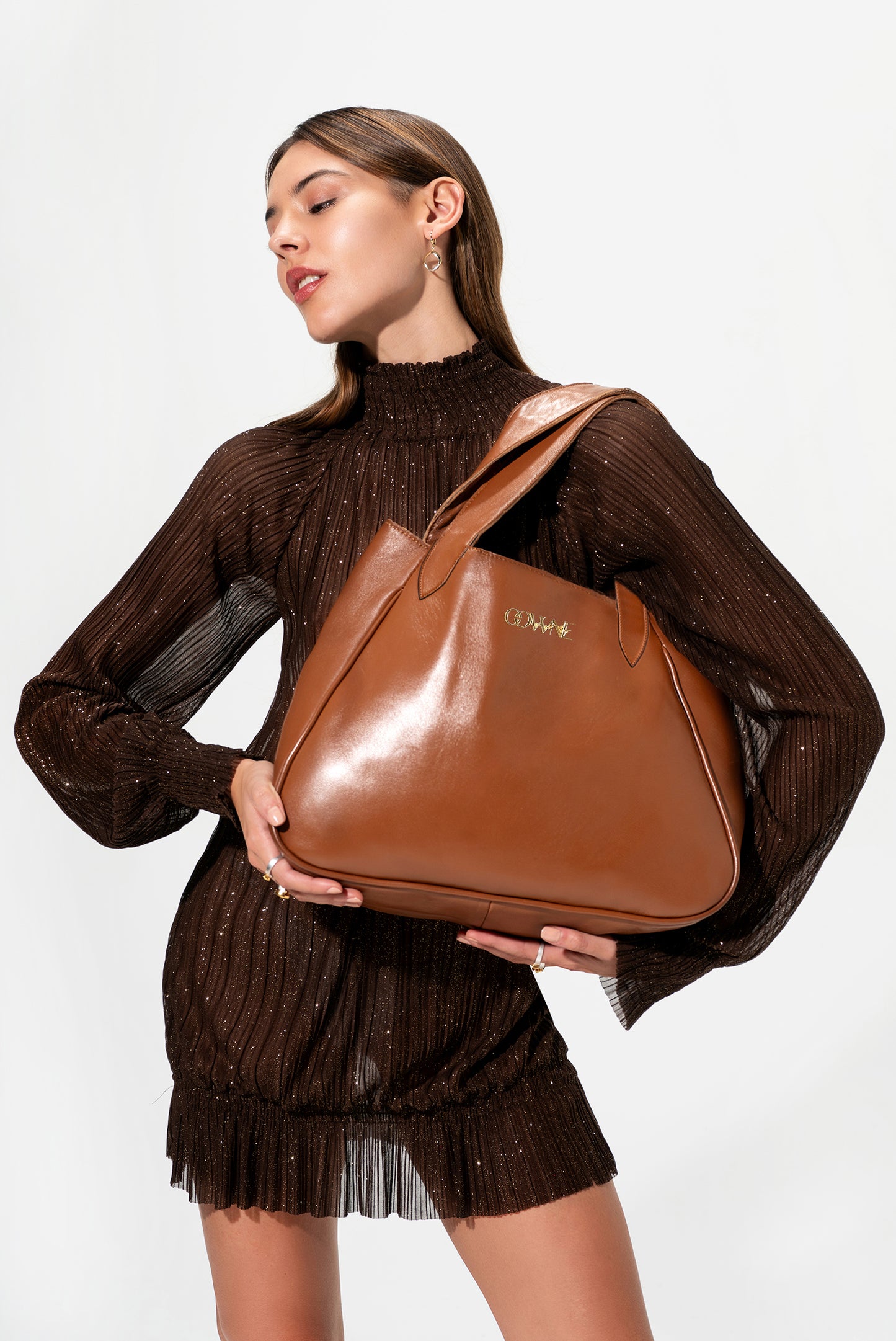 Axelle Brown Leather Tote Bag